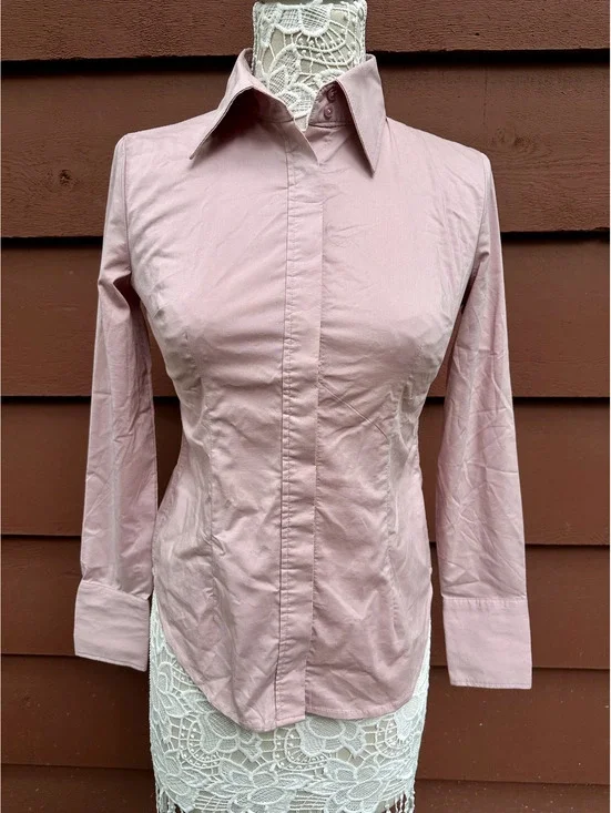 New York & Company Stretch Fitted Button Up Shirt