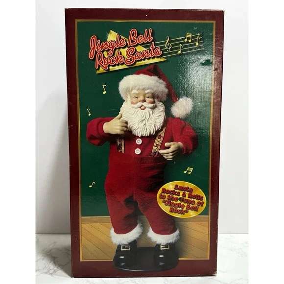 Jingle Bell Rock Santa 16 Animated Singing Christmas Figure w Box Adapter vtg