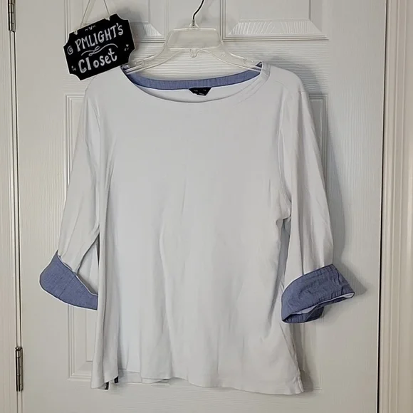 Nautical Top White XXL 3/4 Sleeve
