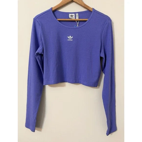 Adidas Originals Essentials Crop Long Sleeve T Shirt Semi Cobalt Blue Womens XL
