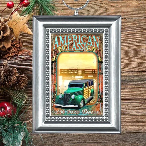 1936‎ Ford Woodie American Classic Retro Nostalgic Christmas Tree Ornament