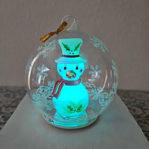 Vintage Soreele LED Lighted Glass Snowman Globe