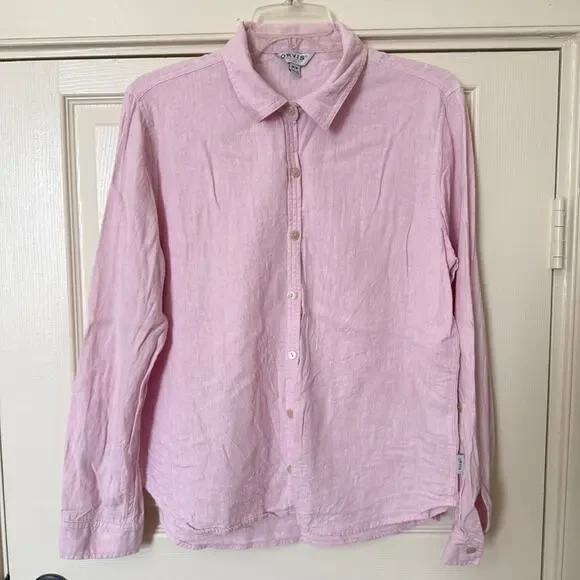 Orvis Pink / Lilac Linen Button Down Shirt Women's Size Medium