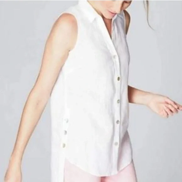 J.Jill Love Linen White Button Down Tunic Tank Size XL