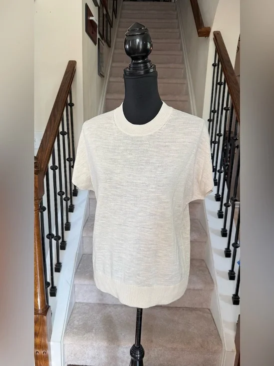 Banana Republic Women's Cream Short-Sleeve Knit Top