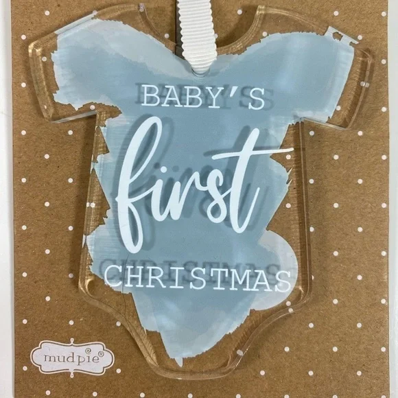Mud‎ Pie Baby’s 1st Christmas Ornament Blue Hanging Bodysuit Boy
