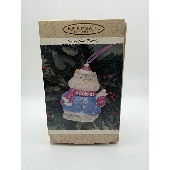 Hallmark Keepsake Ornament Cookie‎ Jar Friends Carmen Cat 1996 Christmas