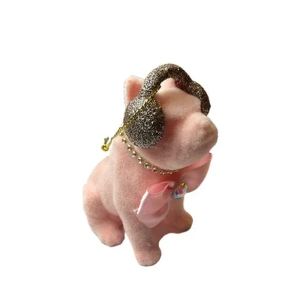 French‎ Bulldog Ornament Christmas  Pink Gold Headphones