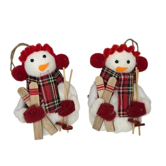 Snowskiing Snowman Christmas Tree Ornaments Set