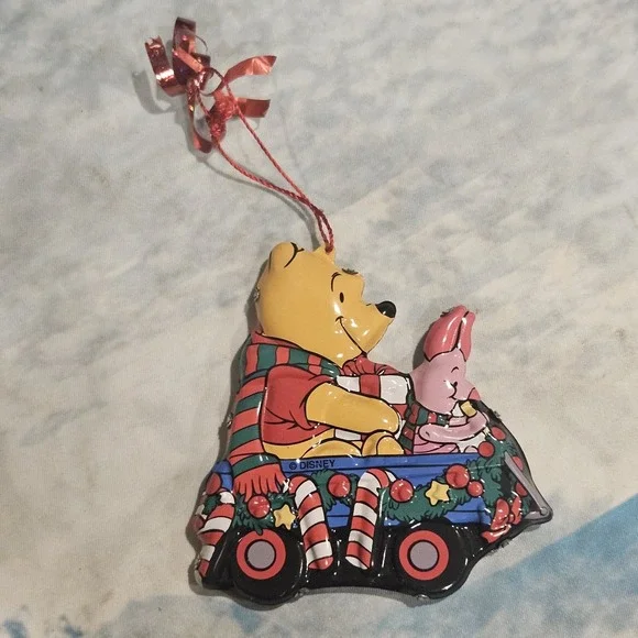Vintage Disney Winnie the Pooh Piglet Metal Christmas Tree Ornament Holiday Car