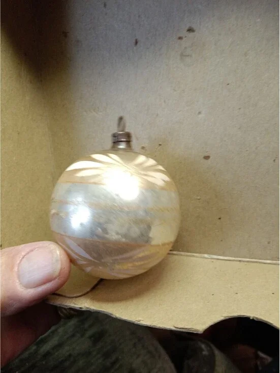 Vintage German Glass Christmas Ornament 1920s 1930s Stencil Flower Antique