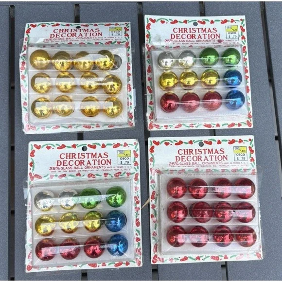 Vintage Christmas feather tree glass ornaments NIP  25mm 1