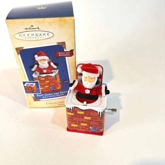Hallmark Keepsake 2004 Pop Goes The Santa Jack-in-the-Box Musical Ornament Boxed