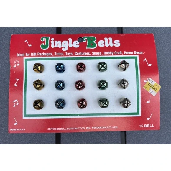 Vintage Christmas decor craft NOS Jingle Bells Criterion Bell & Specialty Co USA