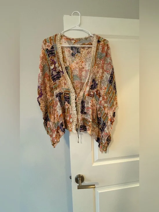 Liberty Love floral paisley top in purple, pink, gold and cream