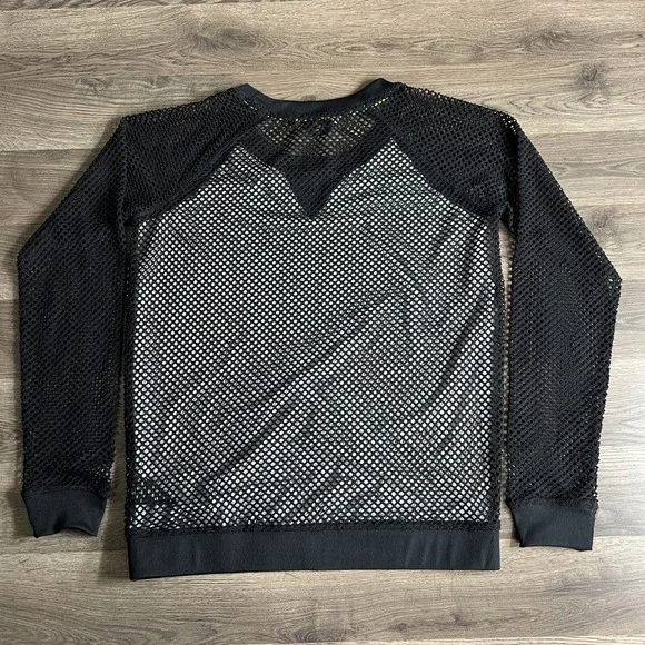 Industry Mesh Shirt Womans Small Sheer Long Sleeve Black Scene‎ Rave See Through