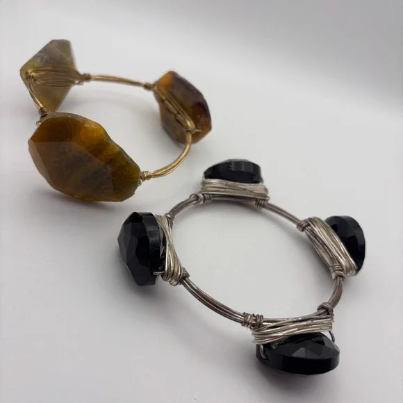 Bourbon and Bowties Wire Wrapped Bangle Bracelet Missing Brand Tags Lot of 2