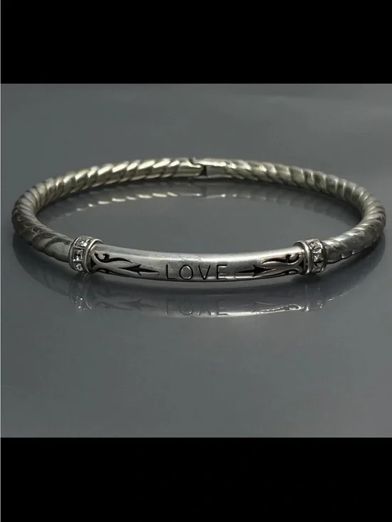 NWOT Brighton LOVE Engraved Silver-Tone Women's Bangle Bracelet