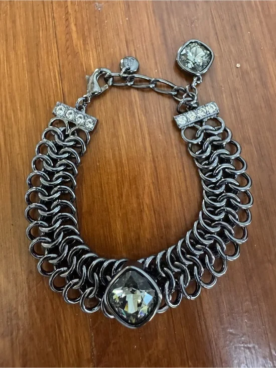 Brighton Gunmetal Bracelet with Clear Crystals