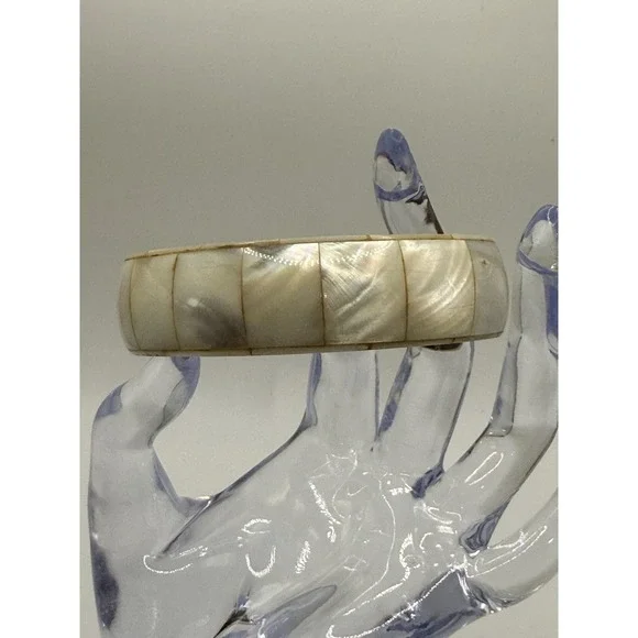 Mother of Pearl Bangle Bracelet Wood Interior Size 8