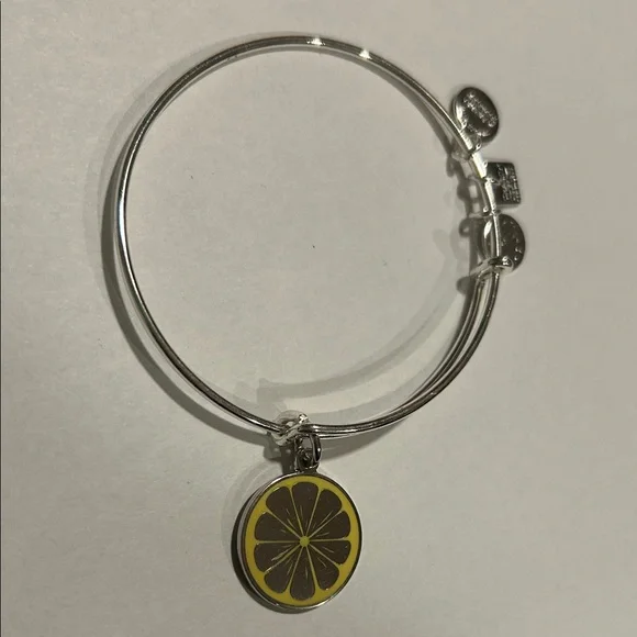 Alex and Ani Silver Bangle with Yellow Lemon Slice Charm - NWOT