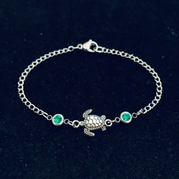 Turtle bracelet (or anklet) with rhinestones