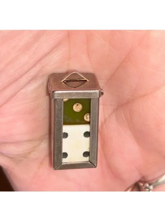 Vintage Crisloid  Dice Holder Charm With Two Die Sterling