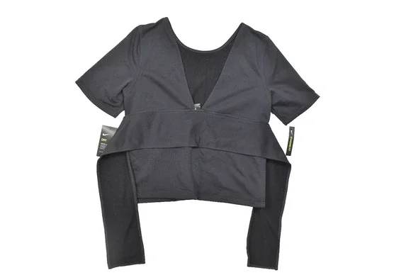Nike Dri-FIT Women's Medium Black Short Sleeve Wrap Front Yoga Training Crop Top