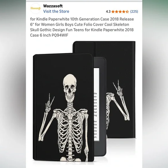 Black Skeleton Kindle Case