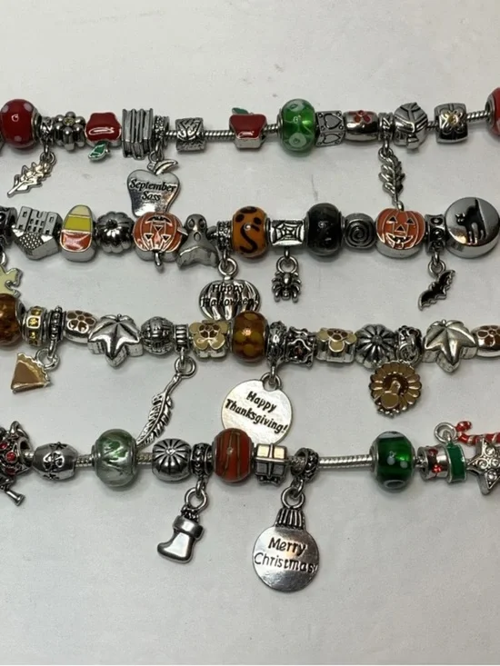 Retro Willabee and Ward Month Charm Bracelets Lot Sept Oct Nov Dec