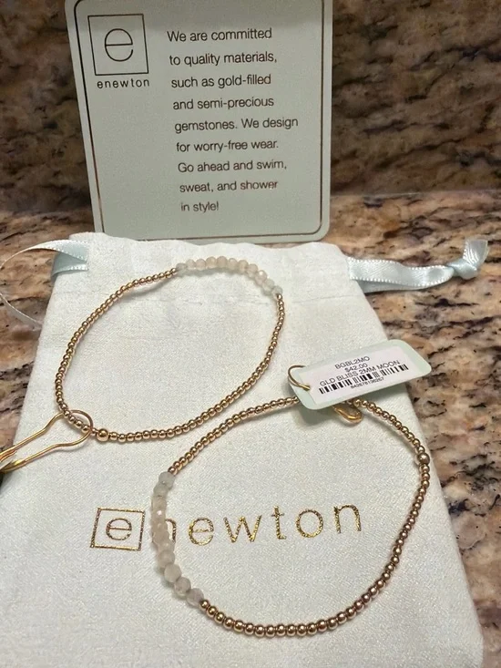 enewton Gold Beaded Bracelet Set with White Moonstone Beads (cross posted)
