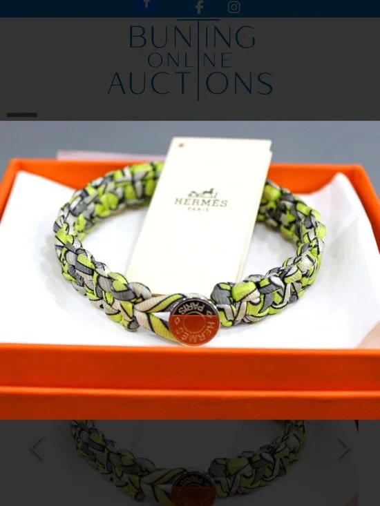 Neon Yellow Braided Silk Bracelet with Signature Clasp with COA