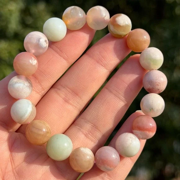 11mm stretchable multicolor flower agate bracelet 1125‎