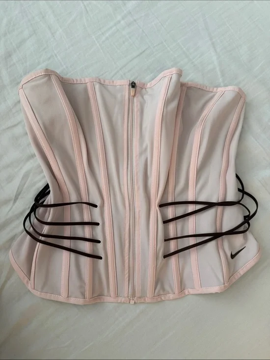 Nike Ballet Pale Pink Corset Top with Brown Lace Straps