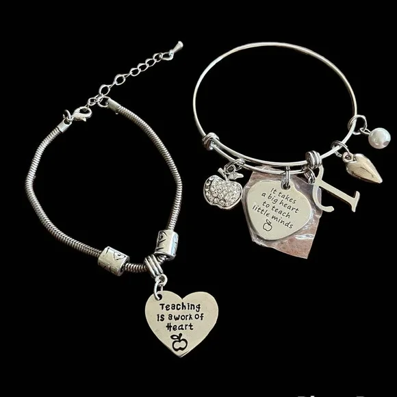 Teacher Gift Charm Bracelets Lot of 02