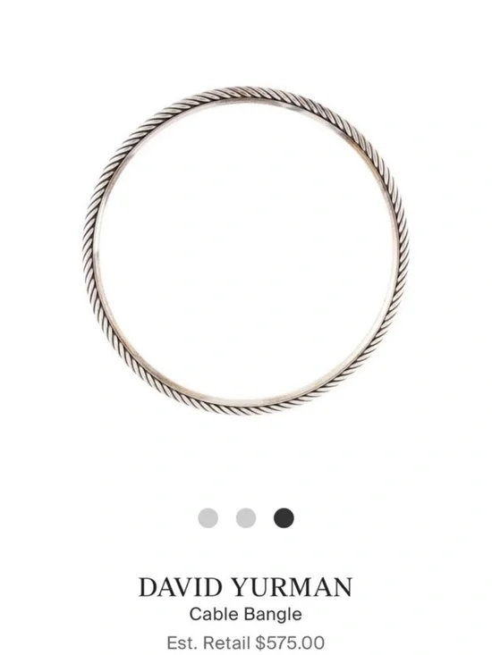 David Yurman Sterling Silver Cable Bangle Bracelet Medium 2.5” 925 Stackable