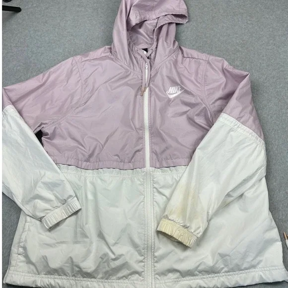 Nike Womens Windrunner Hooded Windbreaker Jacket Purple White Size XL