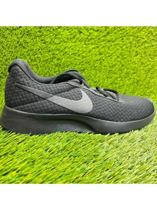 Nike Tanjun Womens Size 7.5 Triple Black Athletic Running Walking Shoes Sneakers