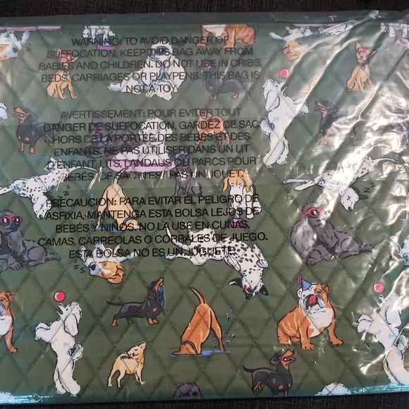 Vera Bradley Green Dog Print Pet laptop zippered case