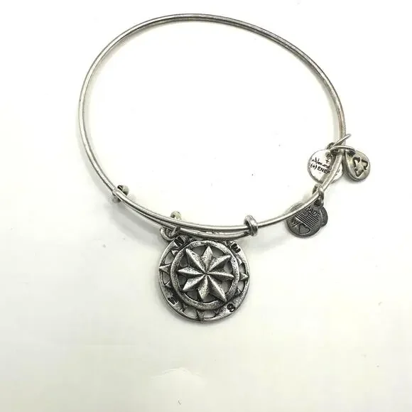 Alex + Ani Compass bracelet Silver tone Energy Charm Boho Casual