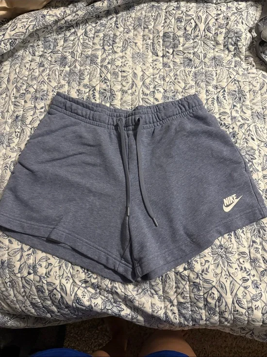 Nike Women's Heather Slate Blue Athletic Drawstring Shorts
