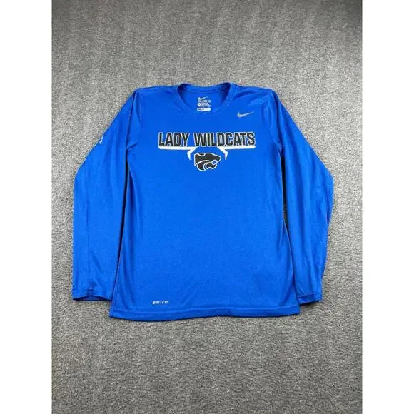 Nike‎ Lady Wildcats Blue Long Sleeve Dri-Fit Athletic Tee Size Small