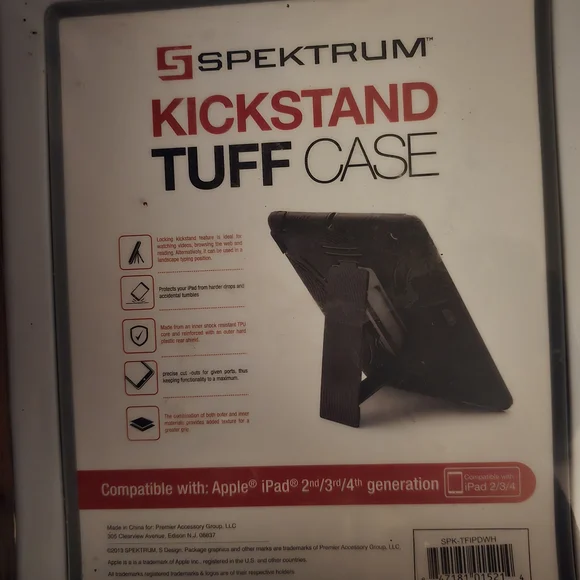 Black Kickstand Tuff Case for iPad 2/3/4