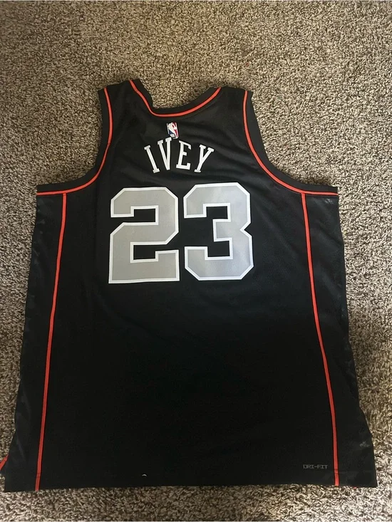 Nike Black Detroit #23 Basketball Jersey with Red Trim