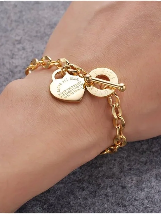 Faithful Heart Toggle Bracelet in 18K Gold