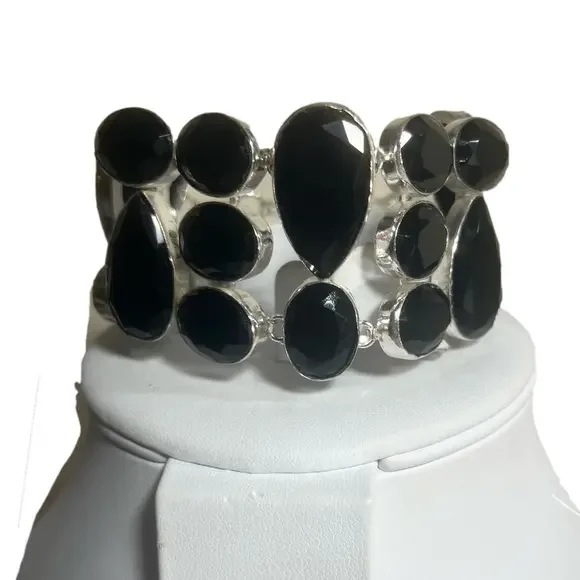 Black Onyx 925 Large Synthetic Gemstone Bracelet