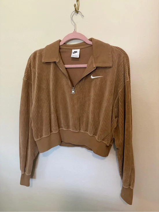Nike Brown Velour Half-Zip Pullover