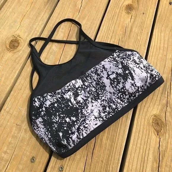 New Nike Black & Gray Halter Mesh Bikini Top