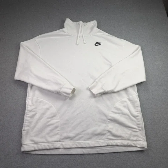 Nike Sweatshirt Womens Small White Funnel Neck Athleisure Pullover Logo