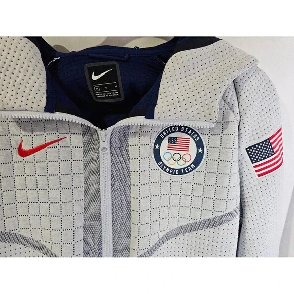 Nike Tech Fleece USA Olympic Team Grey Hoodie Womens Medium Full Zip CT2582-043